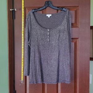 Silver metallic long sleeve top